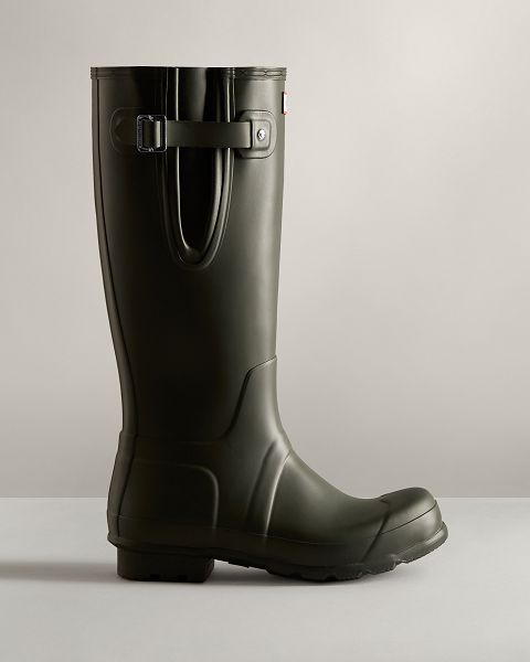 Dark Olive Hunter Tall Side Adjustable Men\'s Rain Boots | Ireland-40826