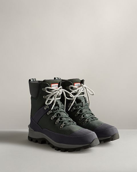 Green / Navy Hunter Insulated Recycled Polyester Commando Men's Winter Boots | Ireland-34097