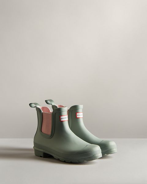 Green / Pink Hunter Original Women's Chelsea Boots | Ireland-74253