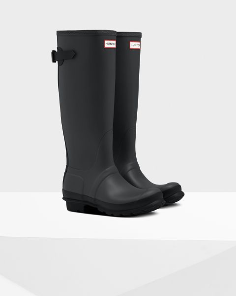 Grey / Black Hunter Tall Back Adjustable Women's Rain Boots | Ireland-96435