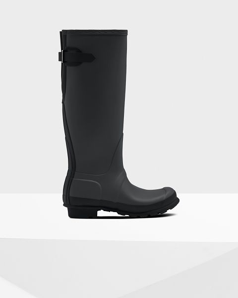 Grey / Black Hunter Tall Back Adjustable Women\'s Rain Boots | Ireland-96435