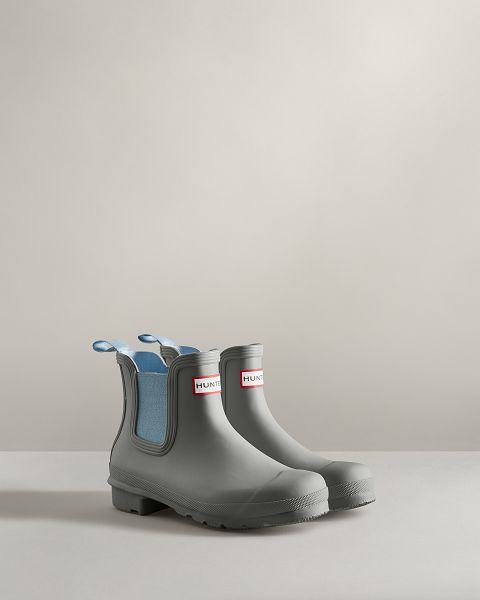 Grey / Blue Hunter Original Women's Chelsea Boots | Ireland-41908