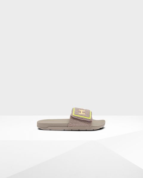 Grey Hunter Terry Towelling Logo Adjustable Men's Slides | Ireland-73821