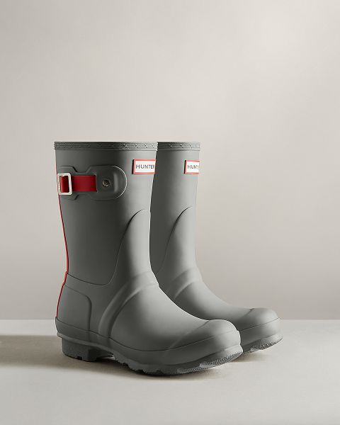 Grey / Red Hunter Short Insulated Women's Winter Boots | Ireland-71340