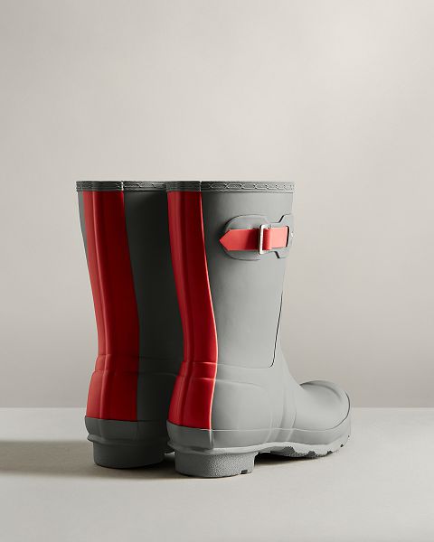 Grey / Red Hunter Short Insulated Women's Winter Boots | Ireland-71340