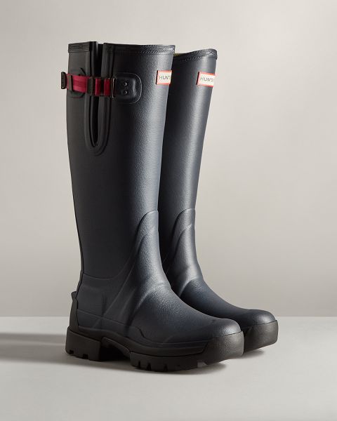 Navy Hunter Balmoral Adjustable 3mm Neoprene Women's Rain Boots | Ireland-14357