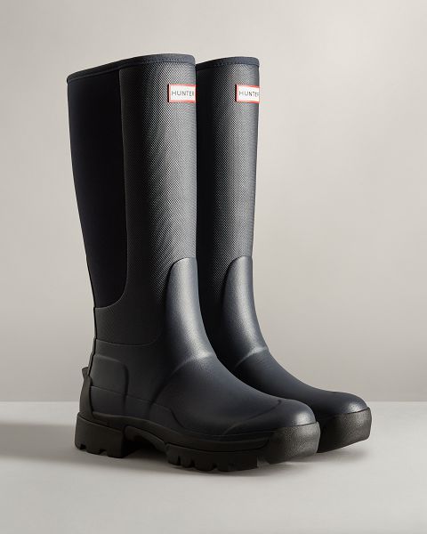 Navy Hunter Balmoral Field Hybrid Tall Women's Rain Boots | Ireland-32751