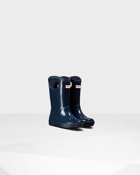 Navy Hunter First Classic Grab Handle Gloss Kids' Rain Boots | Ireland-20683