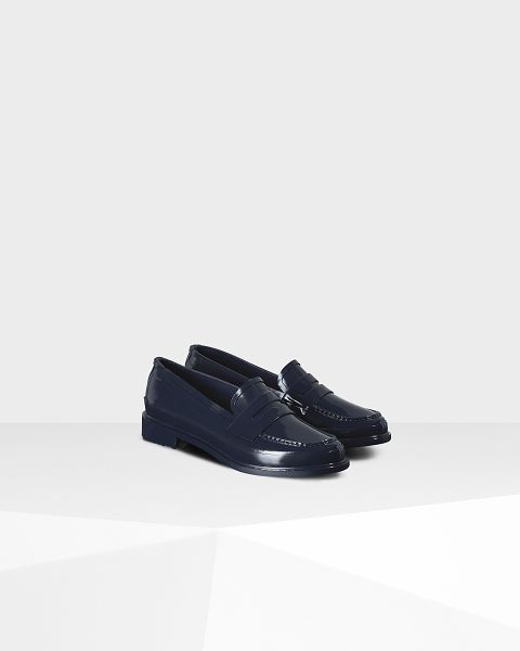 Navy Hunter Gloss Penny Women's Loafers | Ireland-91836