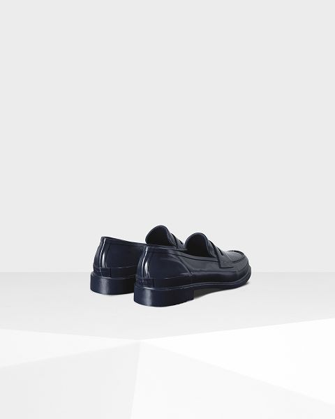 Navy Hunter Gloss Penny Women's Loafers | Ireland-91836