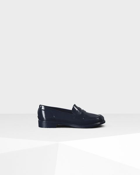 Navy Hunter Gloss Penny Women\'s Loafers | Ireland-91836