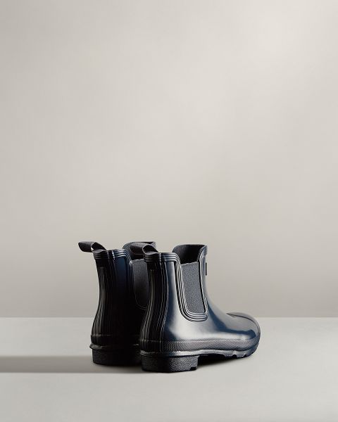 Navy Hunter Original Gloss Women's Chelsea Boots | Ireland-61852