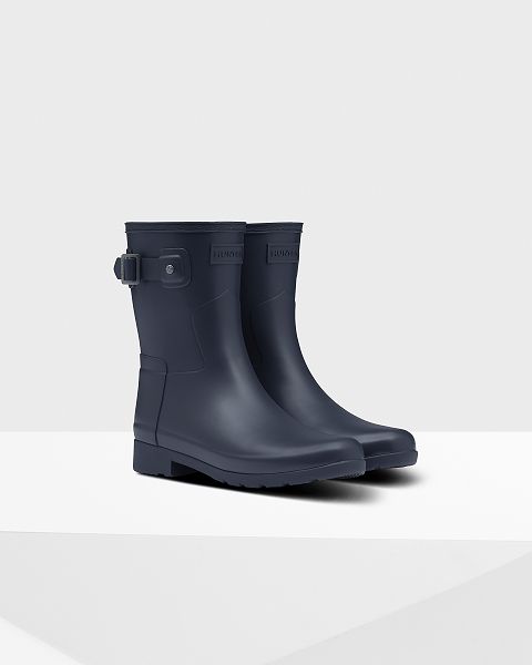 Navy Hunter Original Refined Short Women's Rain Boots | Ireland-41290