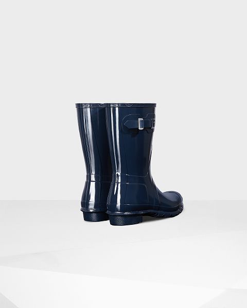 Navy Hunter Original Short Gloss Women's Rain Boots | Ireland-90873