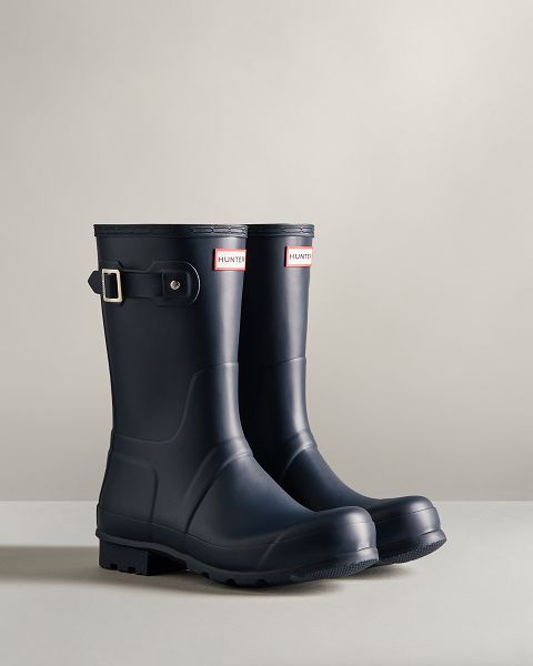 Navy Hunter Original Short Men's Rain Boots | Ireland-90423