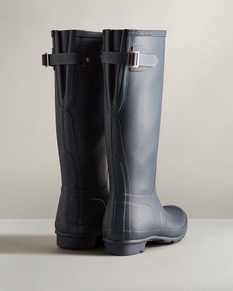 Navy Hunter Tall Back Adjustable Women's Rain Boots | Ireland-18709