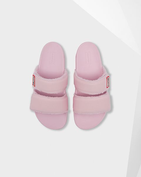 Pink Hunter Double Strap Women\'s Slides | Ireland-29378