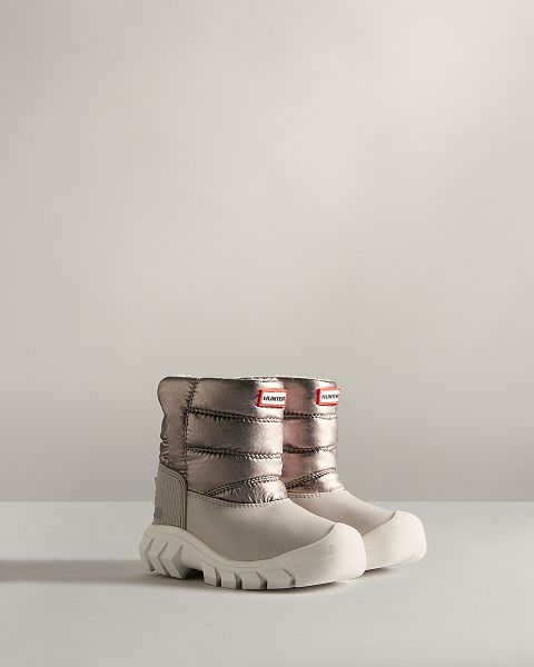 Silver / Grey Hunter Insulated Metallic Kids' Snow Boots | Ireland-19580