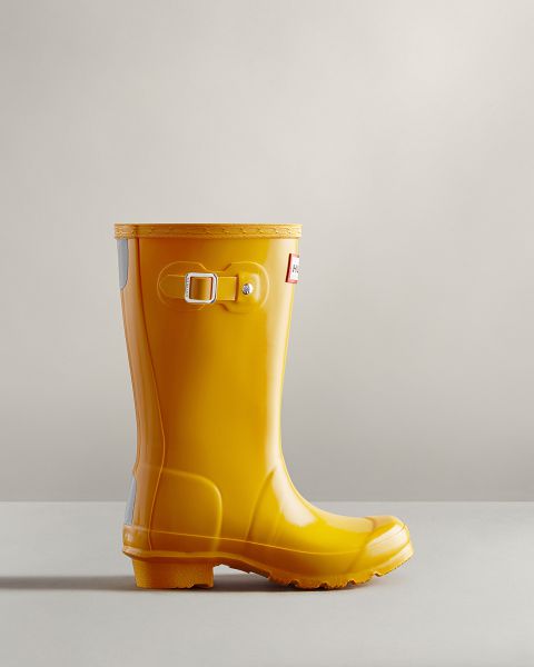 Yellow Hunter Original Gloss Kids\' Rain Boots | Ireland-28607