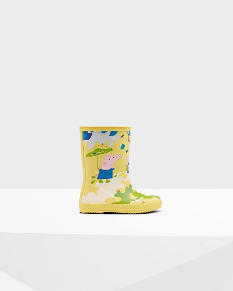 Yellow / Multi Hunter First Peppa Pig Muddy Puddles Kids\' Rain Boots | Ireland-94871